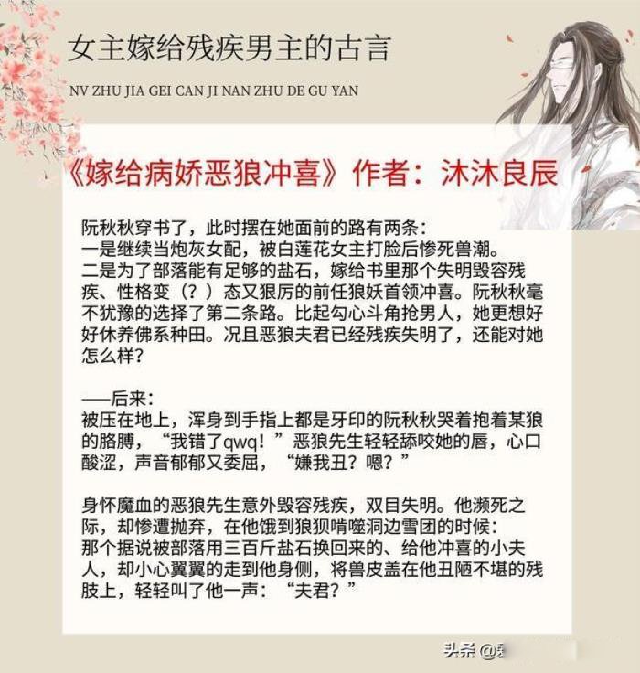 好看的男主是残疾人小说推荐 暖文古言:男主角是残疾人宠文